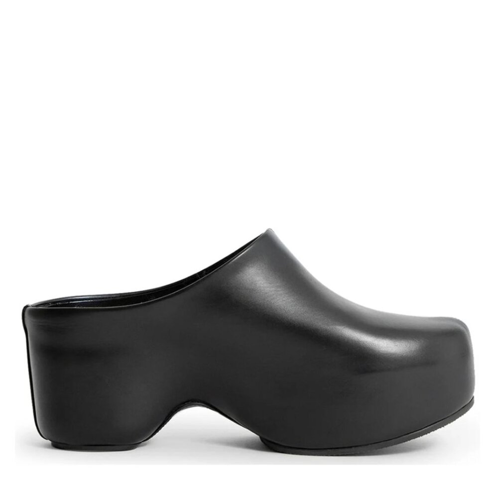 GIVENCHY Clogs Logo Debossed Black Lambskin Leather Slip-On Size 38